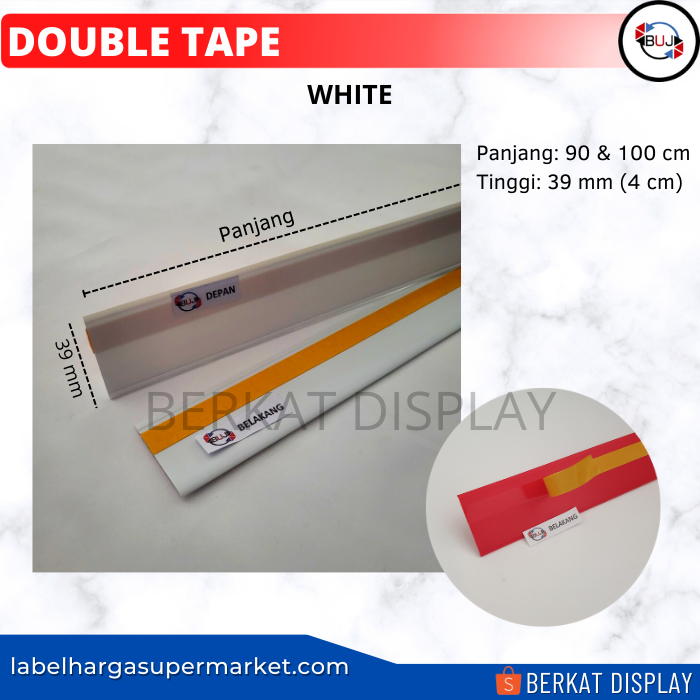 

LABEL HARGA/PRICE TAG/CARD/DATA STRIP/PRICE RAIL DOUBLE TAPE - 900mm - 100 pcs