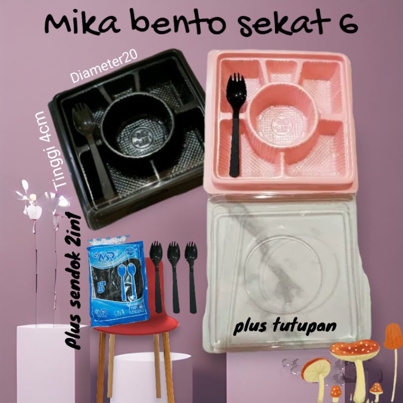 Mika Bento sekat 6+Tutupan+sendok 2in1 isi 30set