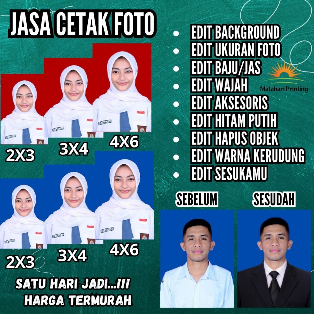 Jasa Cetak Foto 2X3 3X4 4X6 | Cetak Pas Foto Lamaran | Cetak Foto Cv 3X4 4x6 2X3