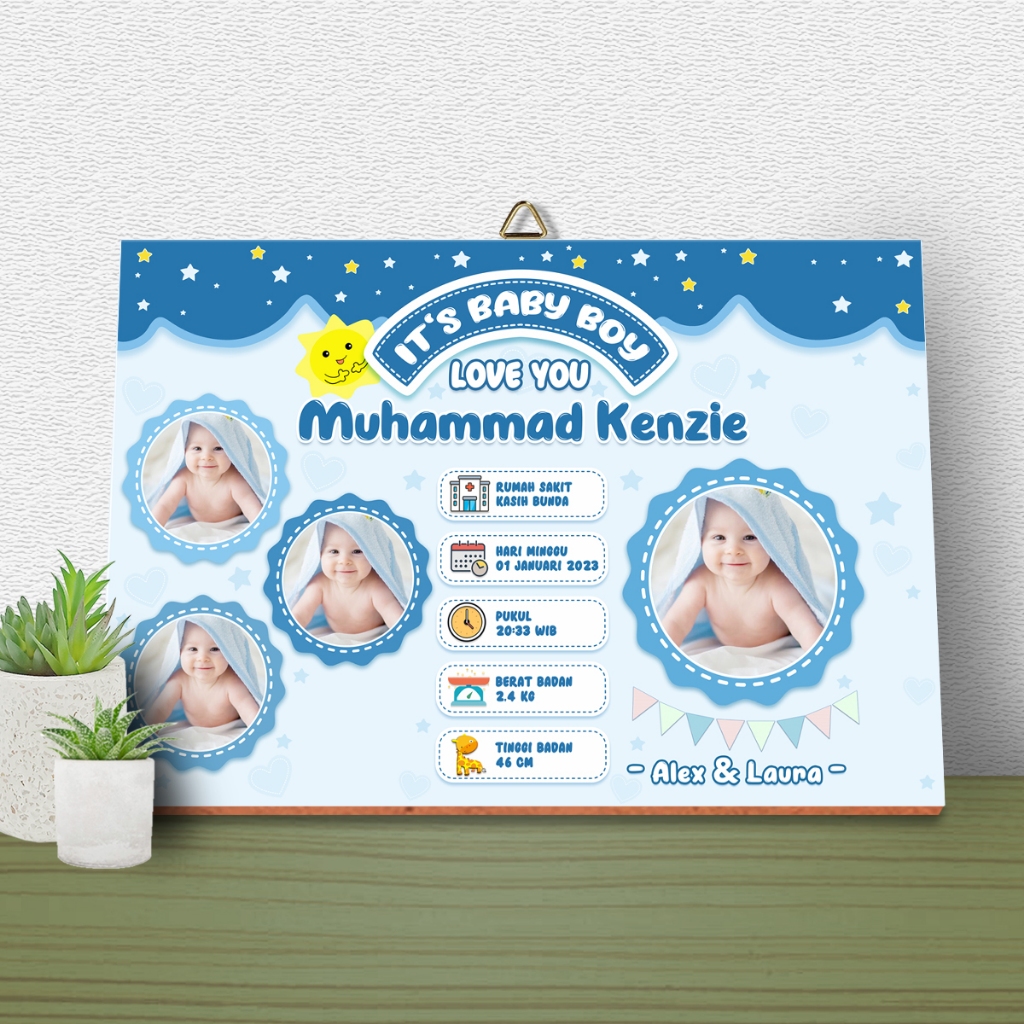 Hiasan dinding kayu biodata bayi custom hiasan dinding biodata bayi biodata bayi cowo biodata bayi c