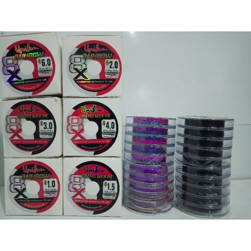 Senar pancing PE Umika Rainbow 50M x8