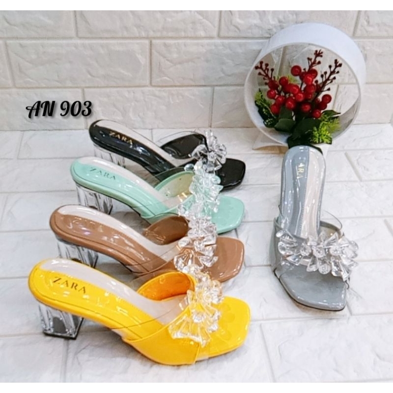 sandal heels wanita payet cantik 7cm an903
