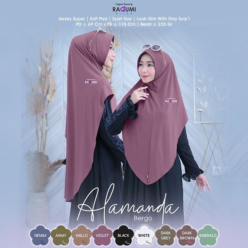 ALAMANDA BERGO RAQUMI ORIGINAL | BERGO SOFT PAD | JILBAB JUMBO RAQUMI | NEW RAQUMI
