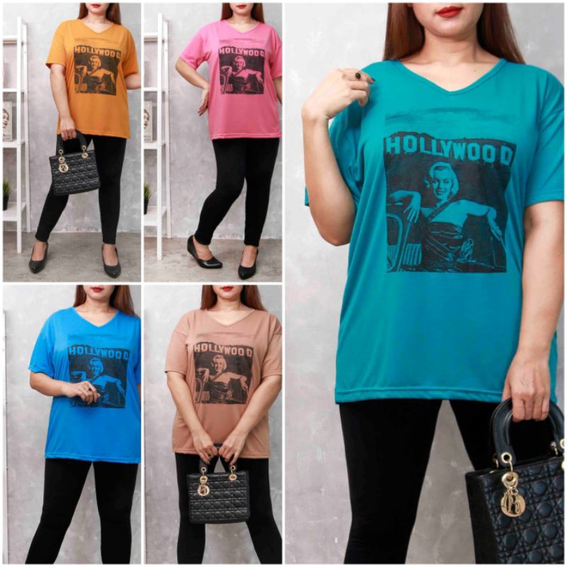 KAOS WANITA/ATASAN WANITA/ATASAN JUMBO /LENGAN PENDEK/ LEHER V