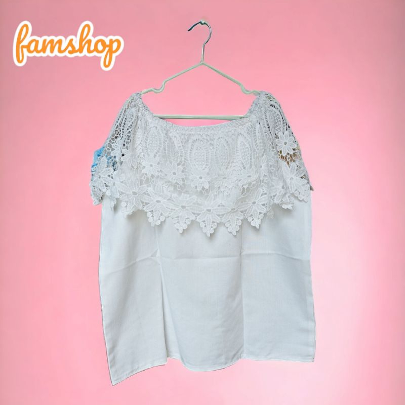 ATASAN BLOUSE WANITA BROKAT PUTIH - BROKEN WHITE