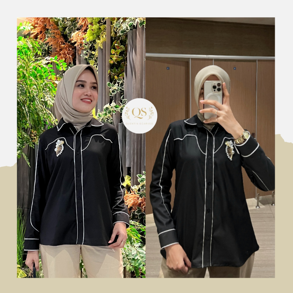 QB Sabi Shirt/Kemeja Wanita Bahan Cotton Toyobo Premium Shirt Oversize Anti Terawang/Kemeja Bisban M