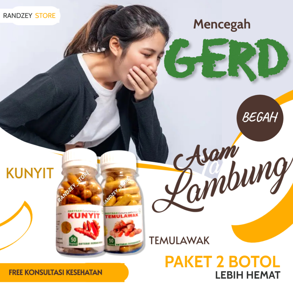 Obat Infeksi Lambung Luka Lambung GERD Maag Kronis Obat Usus Buntu temulawak dan kunyit kapsul