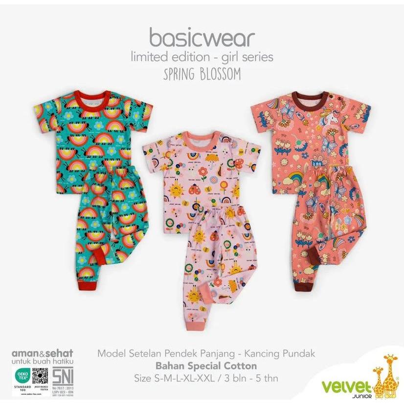 VELVET JUNIOR SETELAN OBLONG LENGAN PENDEK CELANA PANJANG SPRING BLOSSOM