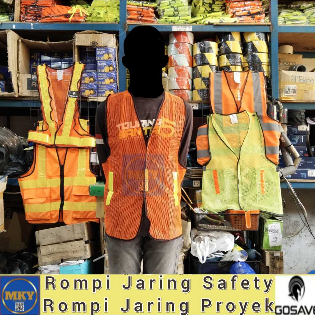 ROMPI JARING ORANGE / ROMPI SAFETY ORANGE / ROMPI PROYEK / Rompi Safety jaring Proyek Murah Orange -