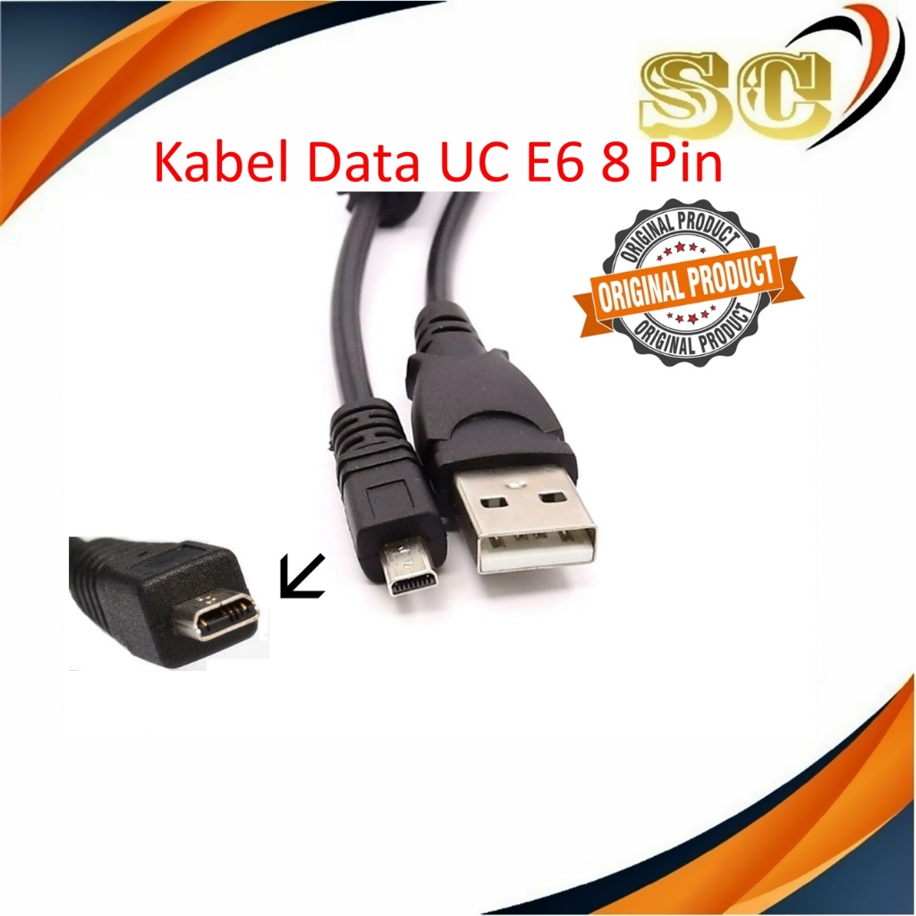 USB CABLE UC-E6 8PIN for SONY Cybershot & NIKON Coolpix Kabel Data Nikon Original / Kabel Data Sony 