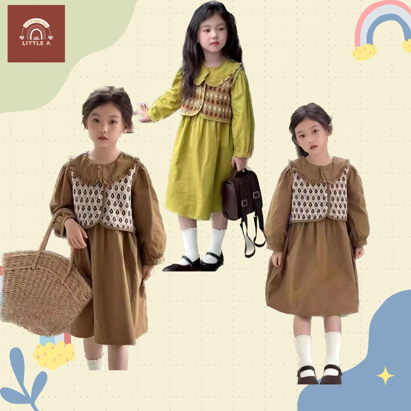 Dress Anak Premium Rompi Rajut Kancing Depan