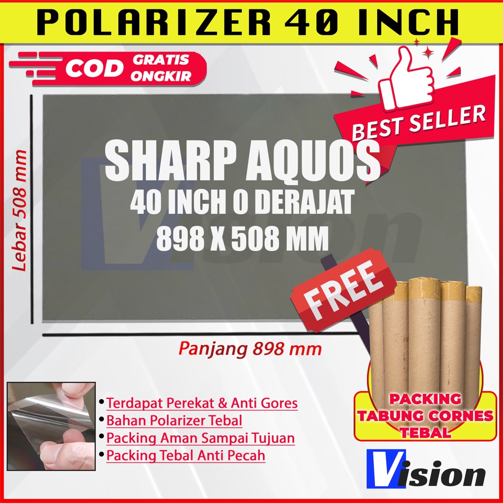 Polarizer LCD 40 Inch Sharp Aquos Polariser Polarized LCD LED 40 Inch Bagian Luar 0 Derajat