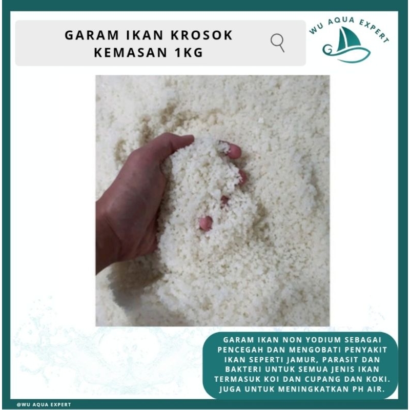 GARAM IKAN KROSOK/ES PUTAR 1 Kg PENCEGAH PENYAKIT IKAN FISH SALT NON YODIUM 1 Kilo MENINGKATKAN KEBA