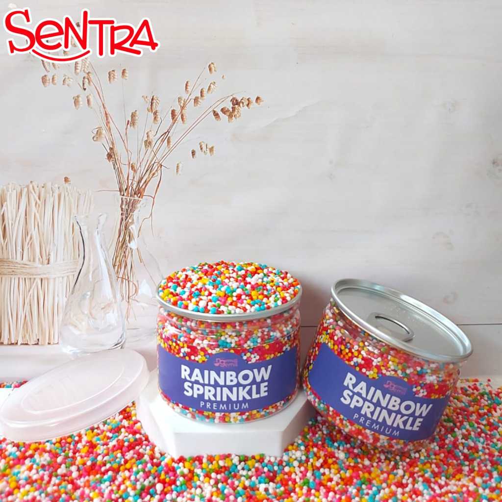 

Sprinkle Sugar Sprinkle Trimit Rainbow Hiasan Kue Kemasan PET CAN