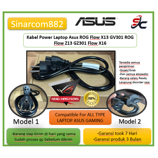 Kabel Power Laptop Asus ROG Flow X13 GV301 ROG Flow Z13 GZ301 Flow X16