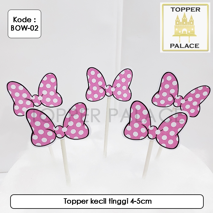 

BOW-02 Pita Minnie Mouse cake topper l cupcake topper - 5pcs