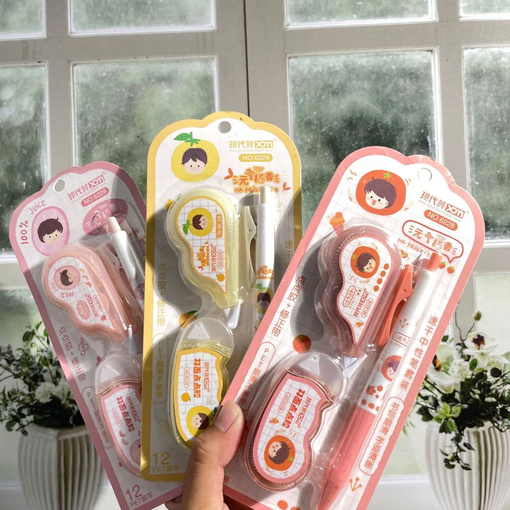 

Correction Tape 3in1 (2 Tipex + 1 Pulpen) XDM-6228 Motif Buah Tipex 1 Set isi 2 PCS + FREE 1 Pen Edisi Spesial Alat Tulis Sekolah dan Kantor Kekinian Kualitas Terbaik bisa COD