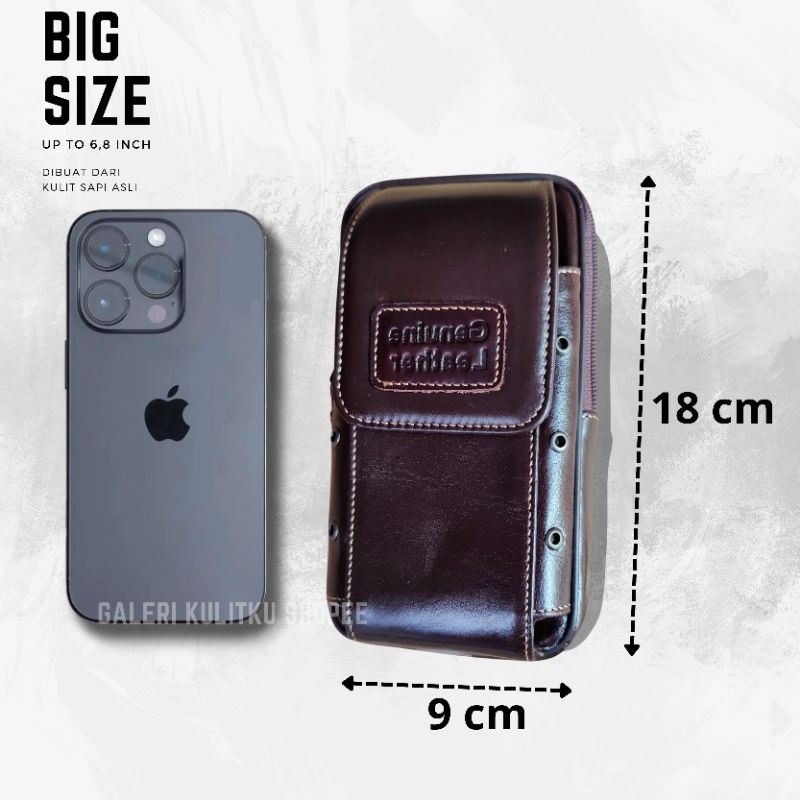 sarung hp 6,7 inch pinggang sleting kulit asli-PUMA