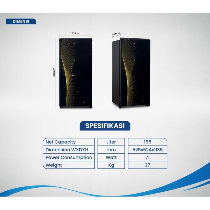 KULKAS AQUA 1 PINTU AQRD205MSG/MSB