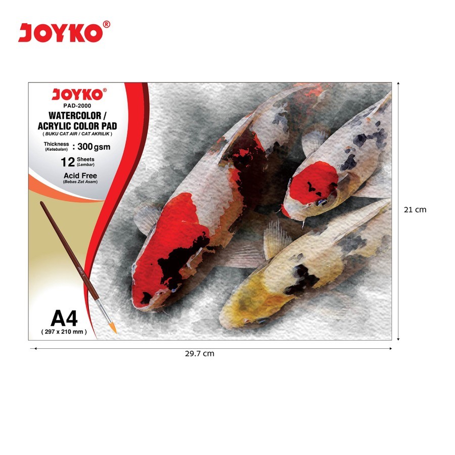 

Joyko Watercolor Buku Gambar A4 PAD-2000 Cat Air Akrilik 300 gsm 12 Sheets