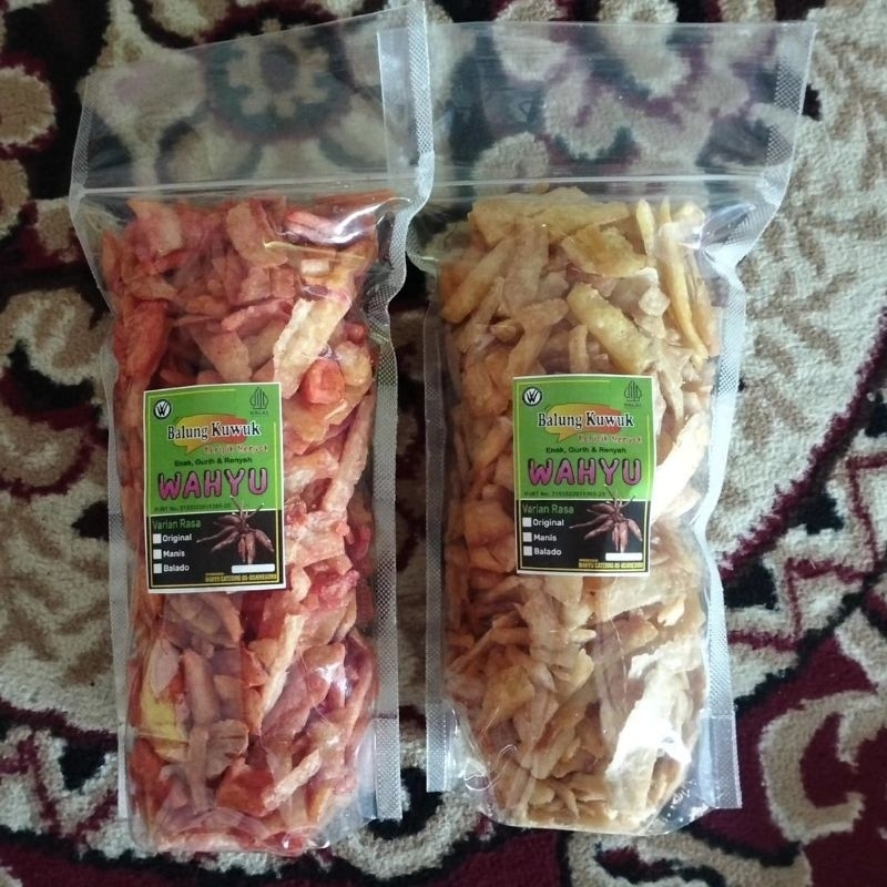 

Keripik Singkong Balung Kuwuk Wahyu Ready 3 Varian Rasa Manis, Balado, Original Ukuran 400gram