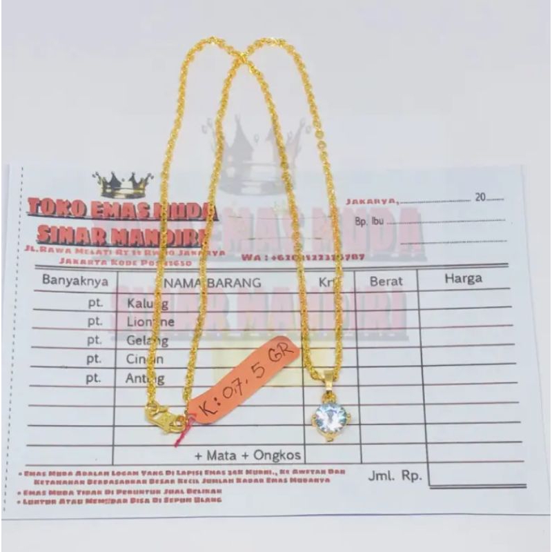 kalung emas mudah kadar 17.7% free surat