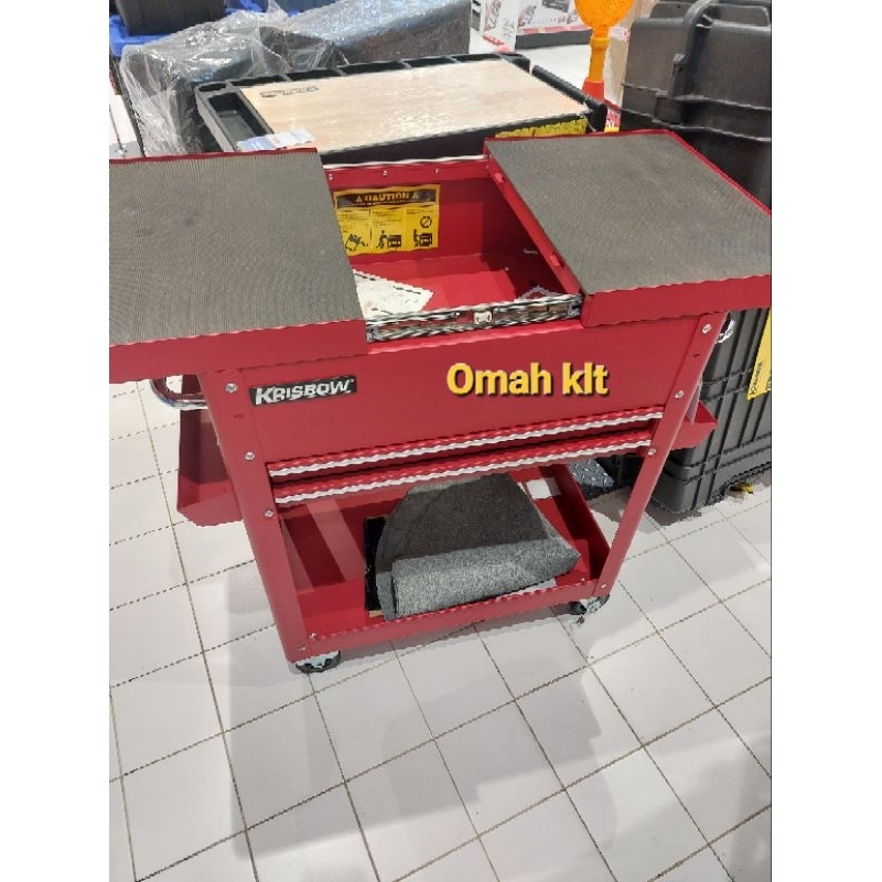 krisbow troli perkakas berat bengkel salon dll 2 laci premium