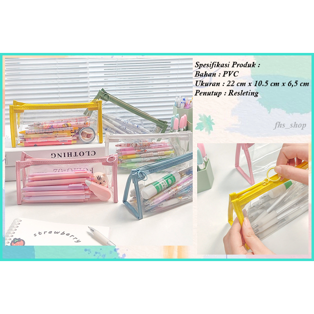 

Tempat Pensil Transparan Tempat Pensil Pastel Tepak Pensil Clear Pastel Pencil Case 22 cm x 10.5 cm