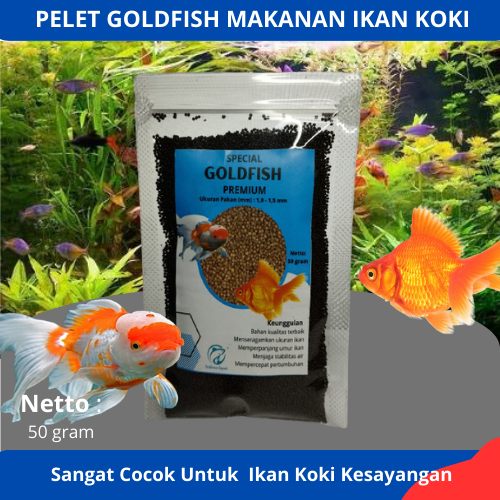 Pakan Ikan Koki Premium Gold Fish Food Pellet Pelet Pakan Ikan Hias Pelet Ikan Koki & Ikan Hias 50 g