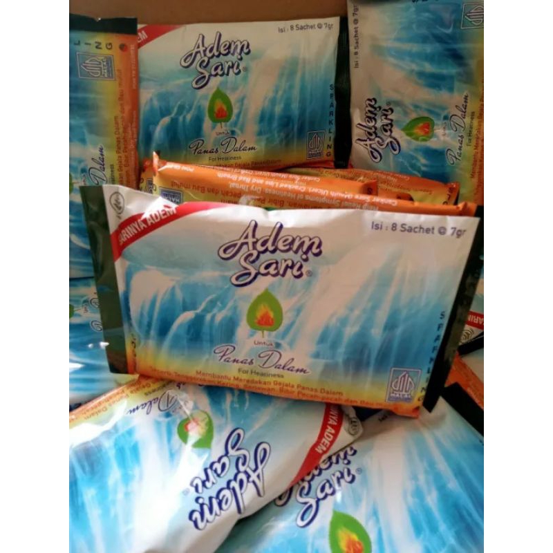 

ADEM SARI kemasan 7gr 1 pack isi 8sachet minuman untuk panas dalam