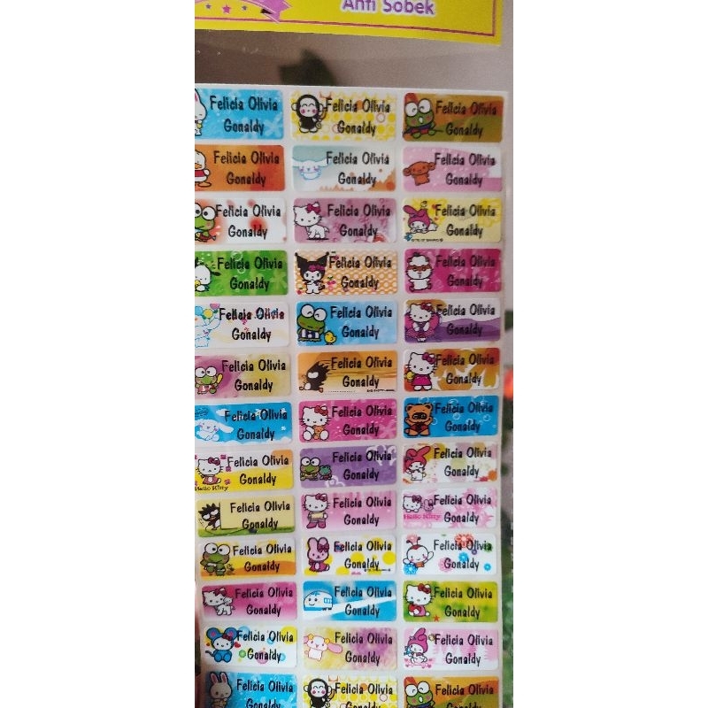 

cute labels label sticker anak tahan air anti sobek