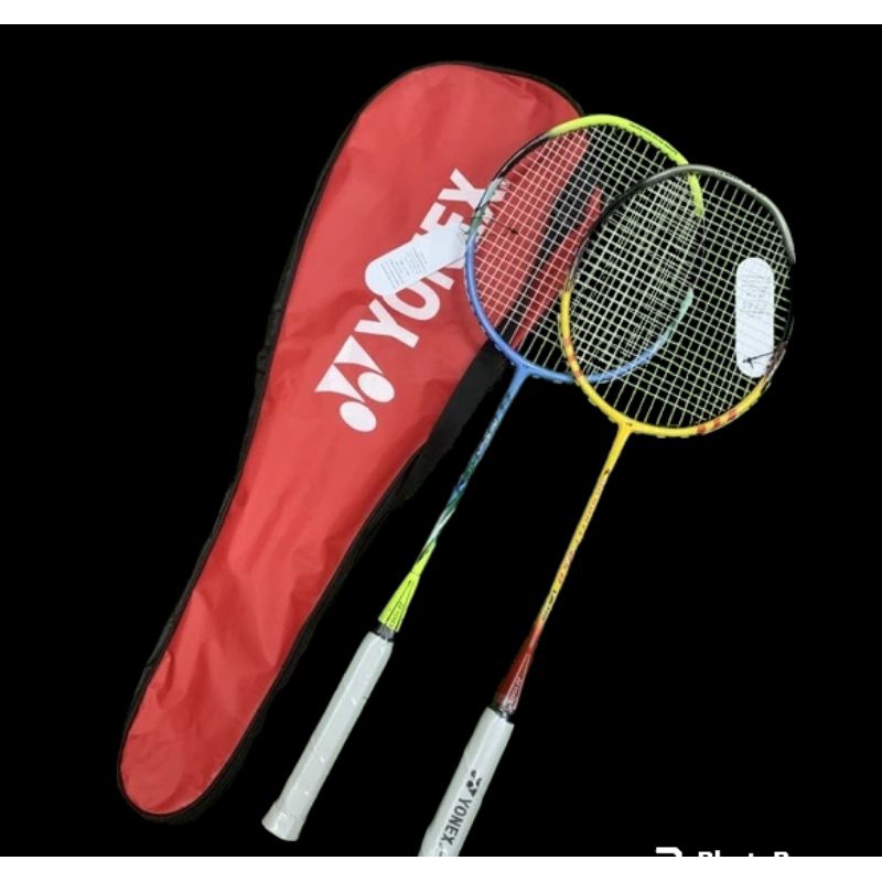 Raket batminton karbon   komplit isi 2