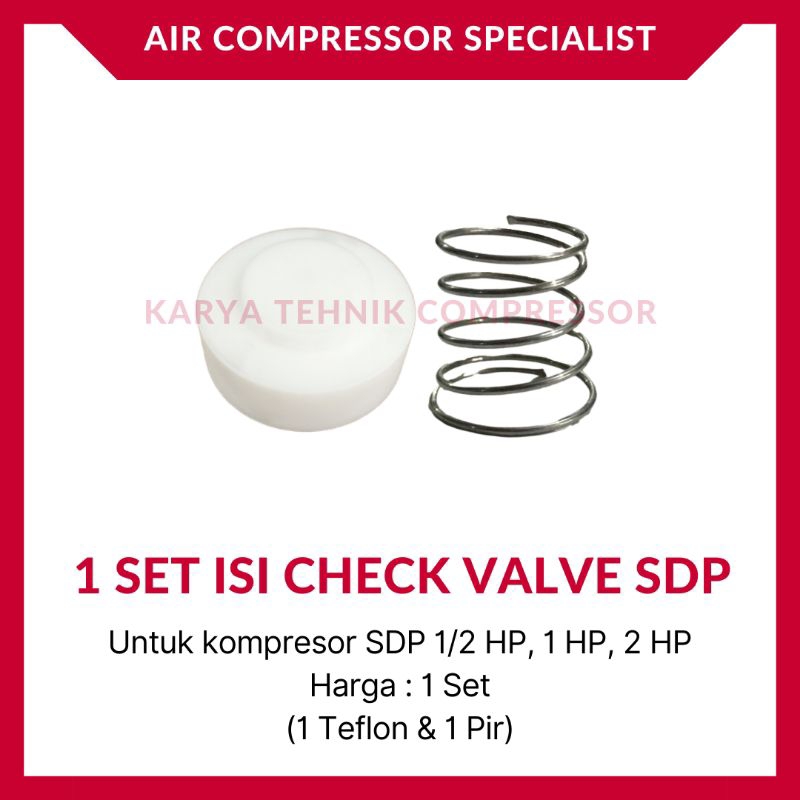 1 SET Teflon Pir Isi Check Valve Kompresor SDP 1/2 HP 1 HP 2 HP