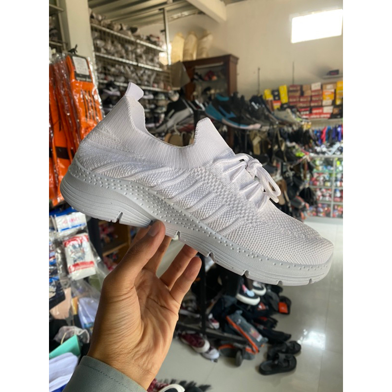 6.6 Day Sale BIG SALE 12.12 Sepatu Senam, sneakers wanita Rajut Full white Nazaru Original || Bisa s
