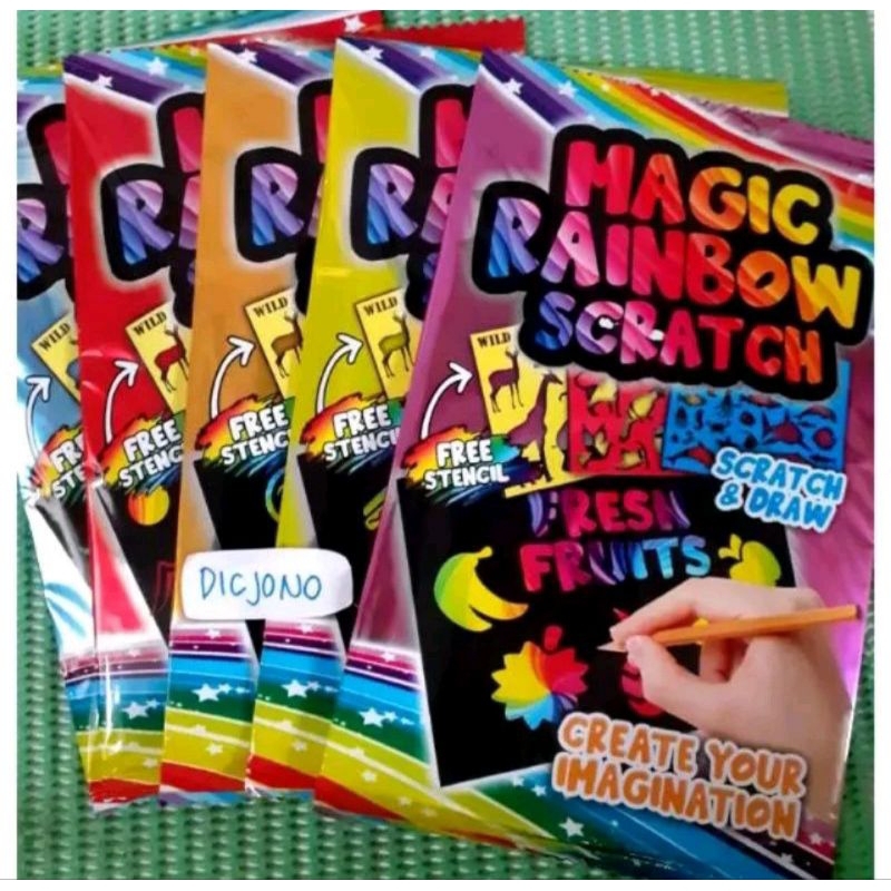 

1 satu pcs kertas gambar SCRATCH RAINBOW MAGIC