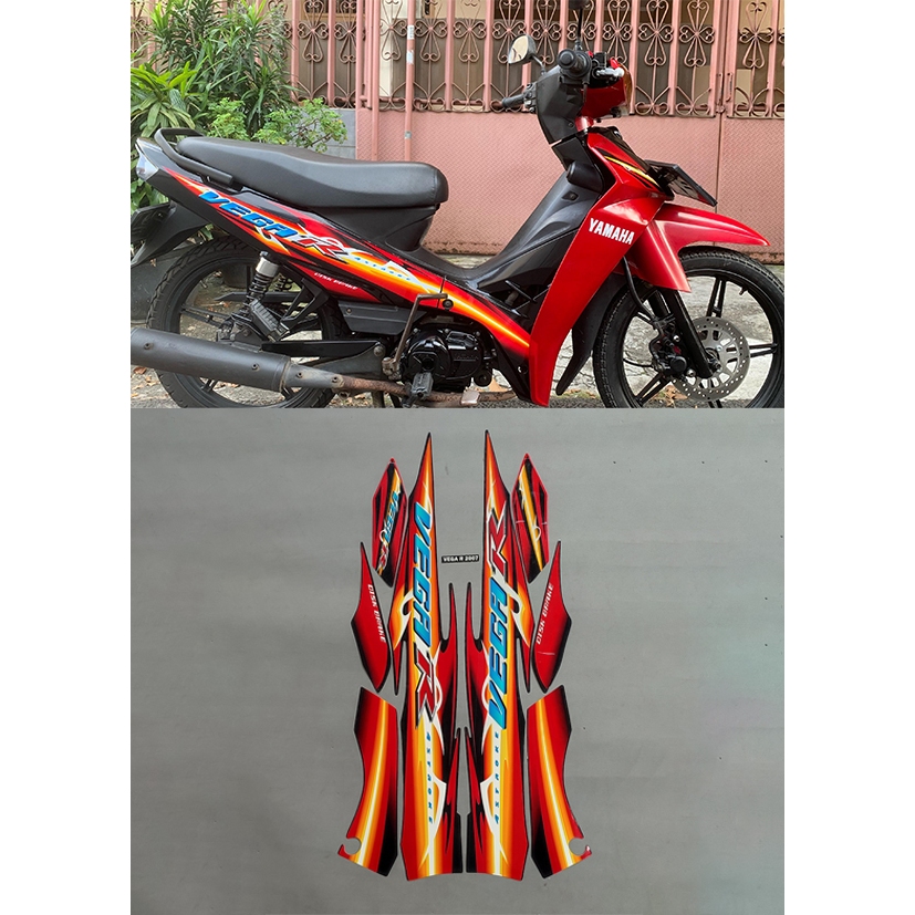 STRIPING STIKER STICKER LIS BODY MOTOR NEW VEGA 2007 MERAH HITAM