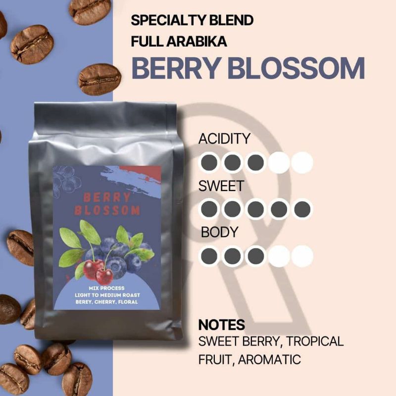 

Biji kopi Arabika Filter Blend Berry Blossom