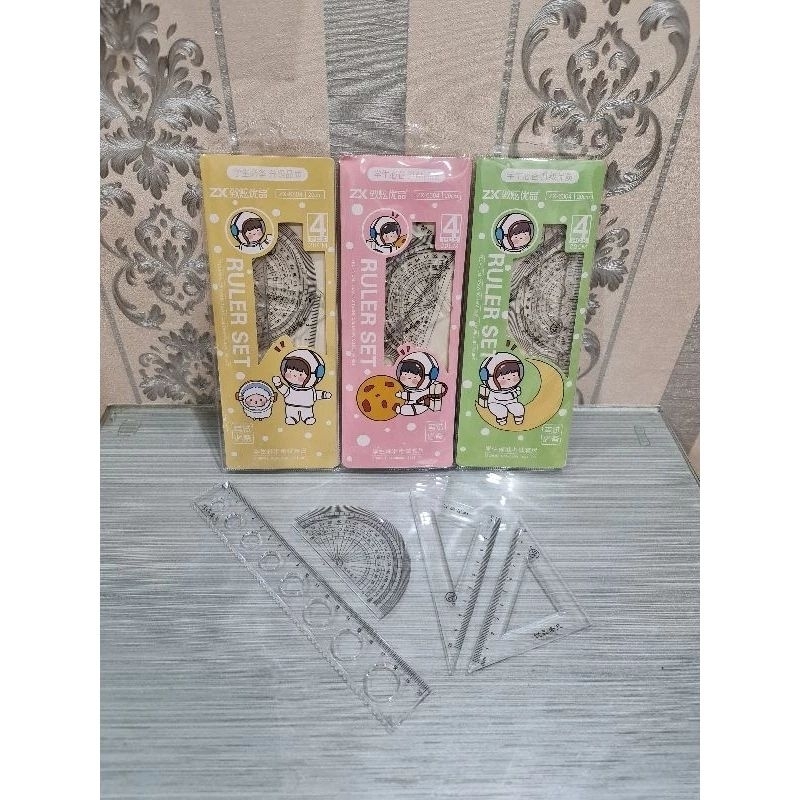 

penggaris set/rol set astronot ZX-6304 20cm rol busur derajat