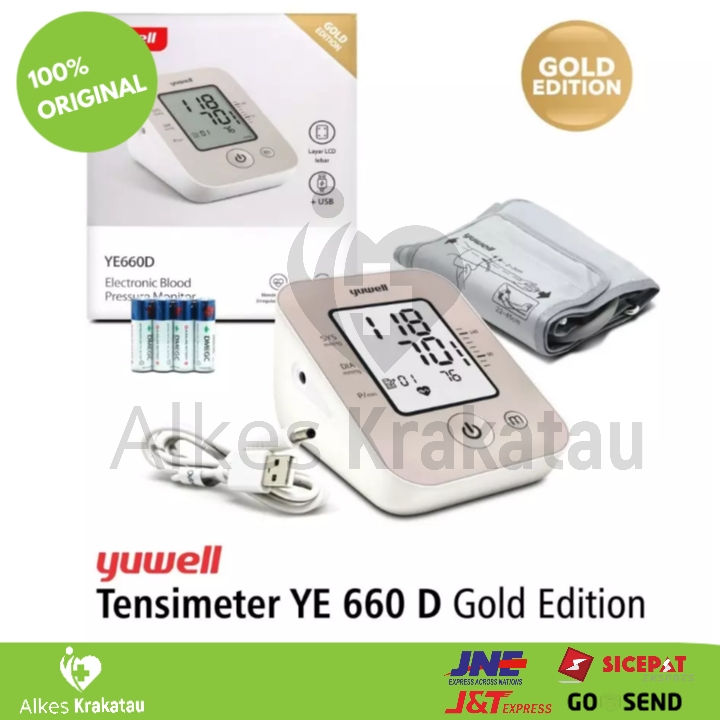 Tensimeter Digital Yuwell YE660D Gold - Pengukur Tekanan Darah dan Detak Jantung