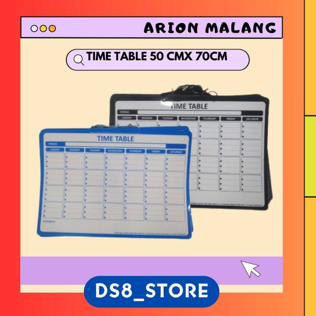 

Time Table Mix Ukuran dan Warna