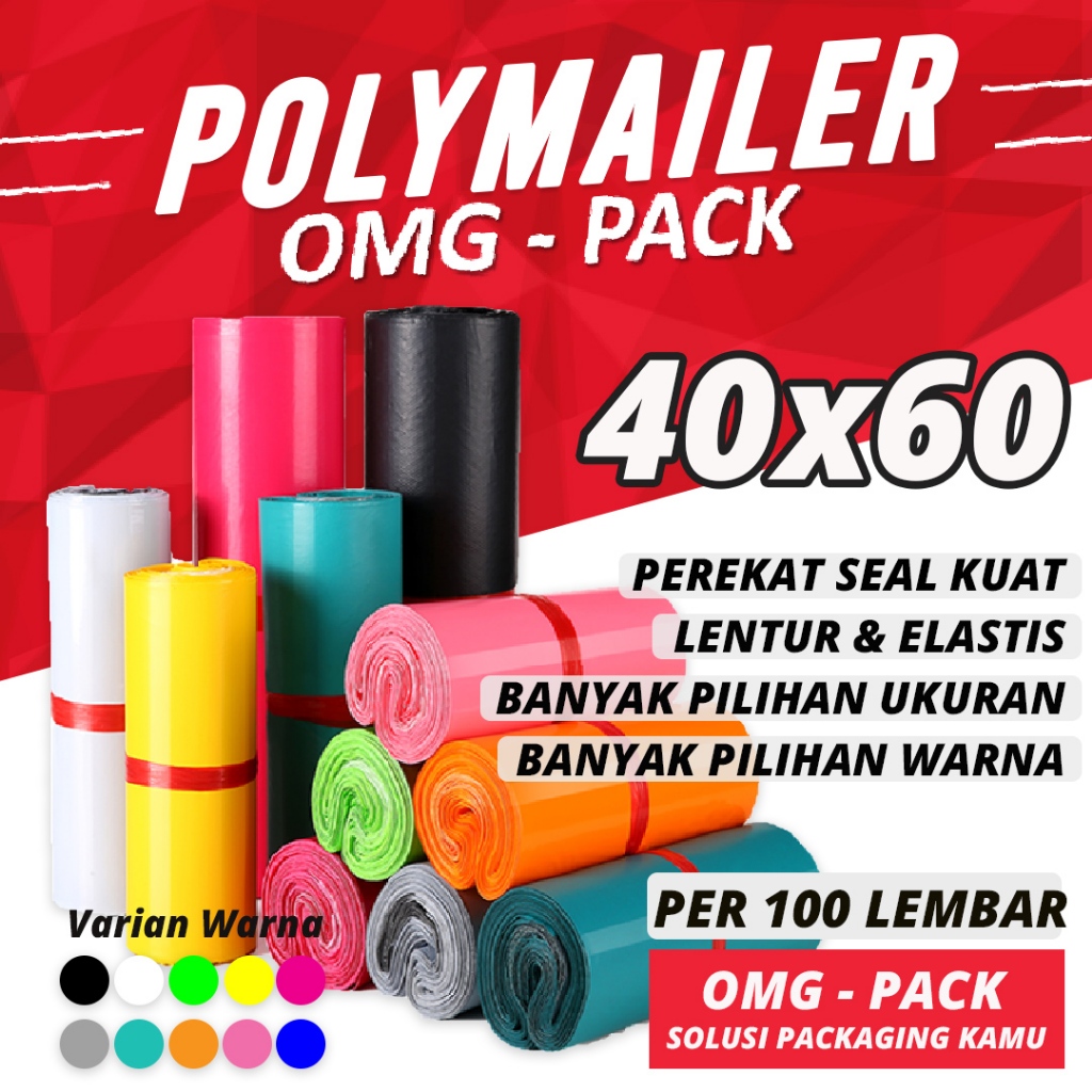 

PLASTIK POLYMAILER BESAR 40x60 Kantong Tebal Premium Amlop Polimailer Warna Bubble Packing Baju Online Shop (100 Pcs) TERMURAH