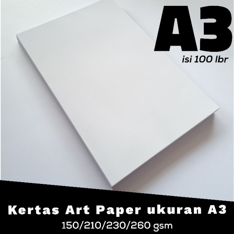 

Kertas Art Paper ukuran A3 150/210/230/260 gsm | per pack isi 100 lembar