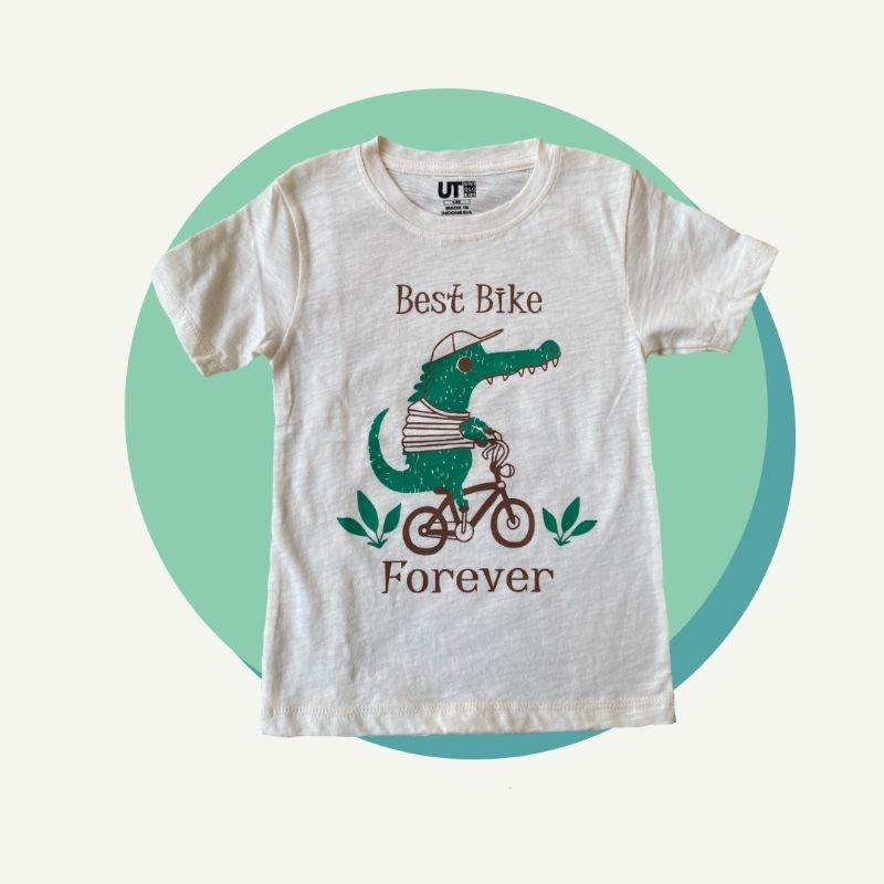 KAOS TSHIRT UNI*LO GAMBAR BUAYA WARNA OFF WHITE ANAK BAYI 1 THN KARTUN GAMBAR MOTIF ADEM NYAMAN BAGU