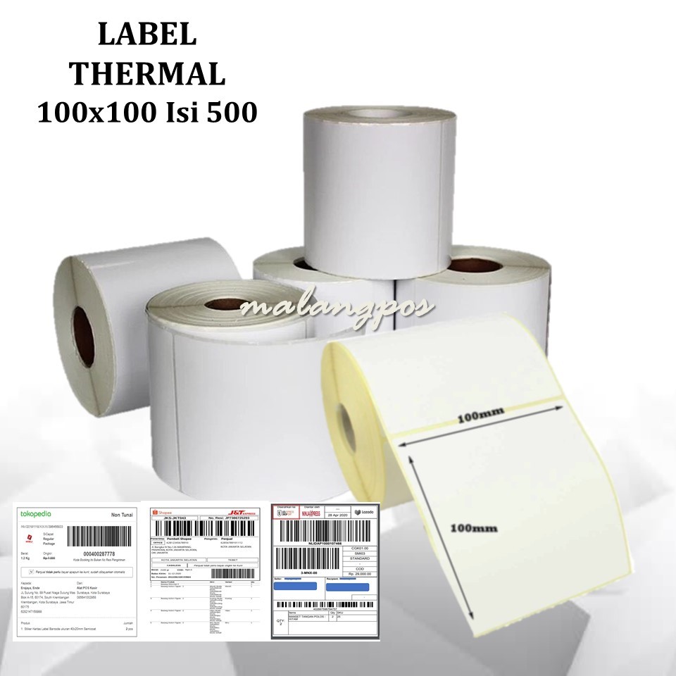 

Label Thermal 100x100 Kertas Sticker Stiker Resi Shopee Olshop Printer Xprinter Isi 500 PCS