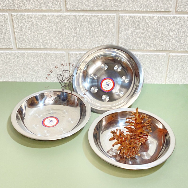 (14 cm) Piring Saos/ Kecap/ Bumbu Stainless/ Piring Bulat Stainless/ Deep Dish/ Loyang/ Lepek Stainl