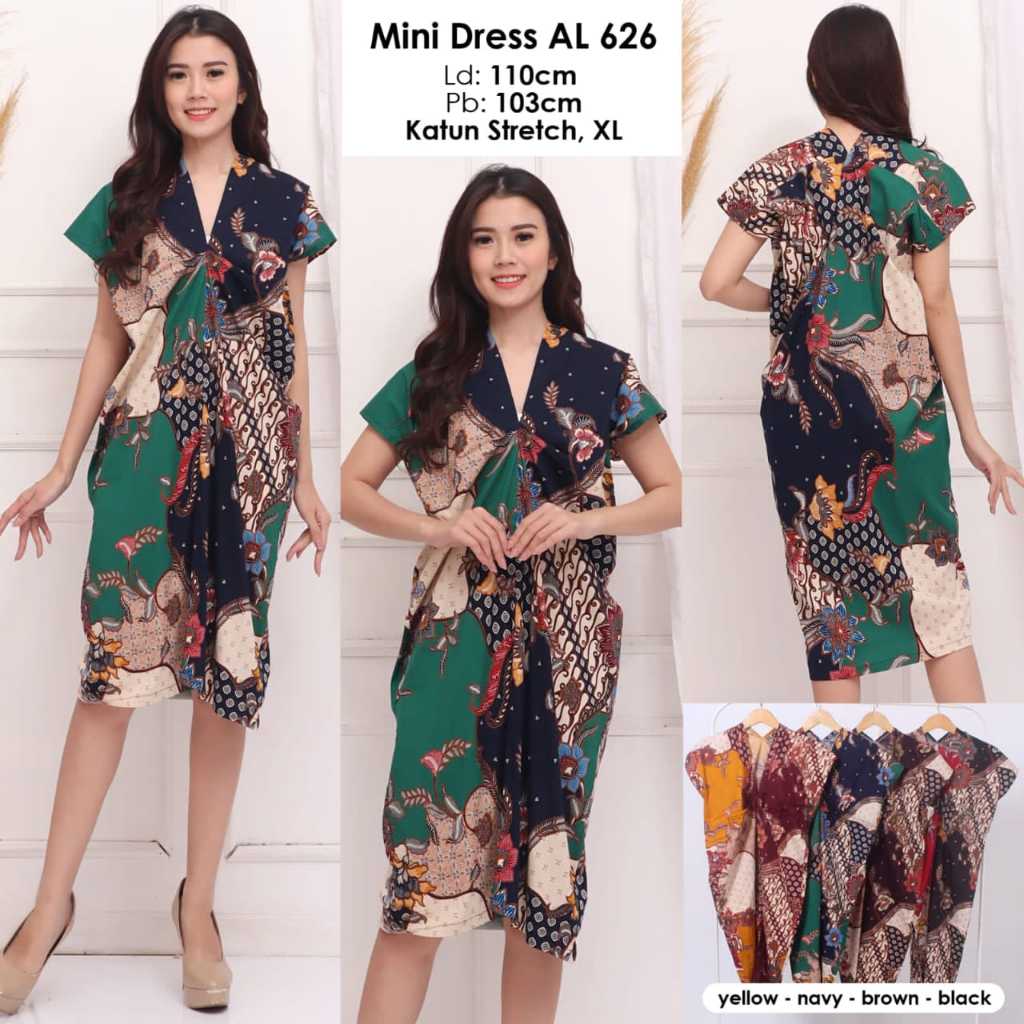 Dress batik wanita- cotton stretch- model kaftan
