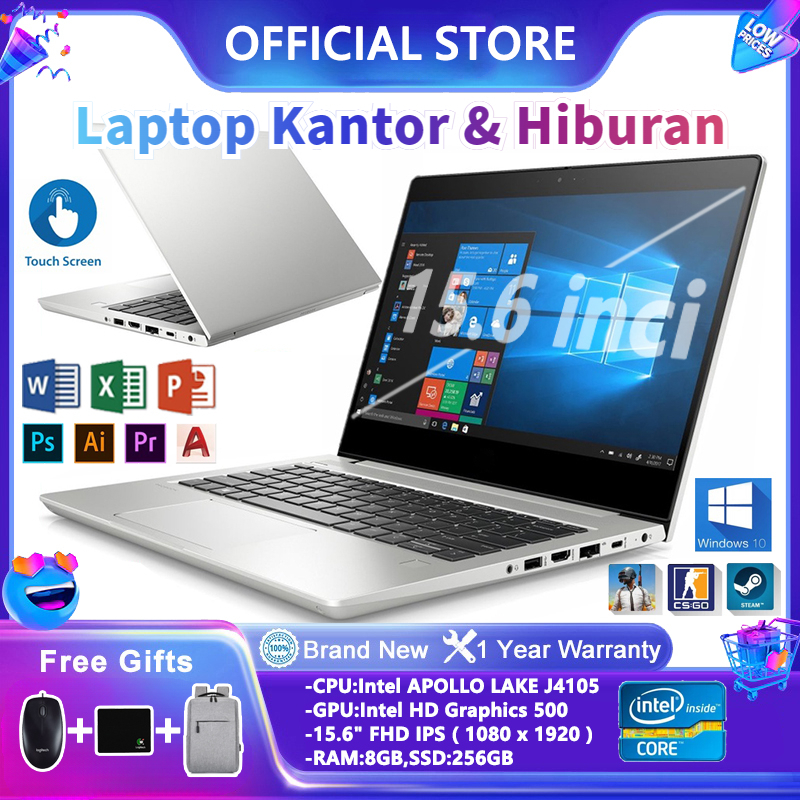 Laptop Baru Layar HD 15.6 inch 8GB 256GB Laptop Gaming generasi ke11 Intel J4125 WIN11 Tipis Dan Emp