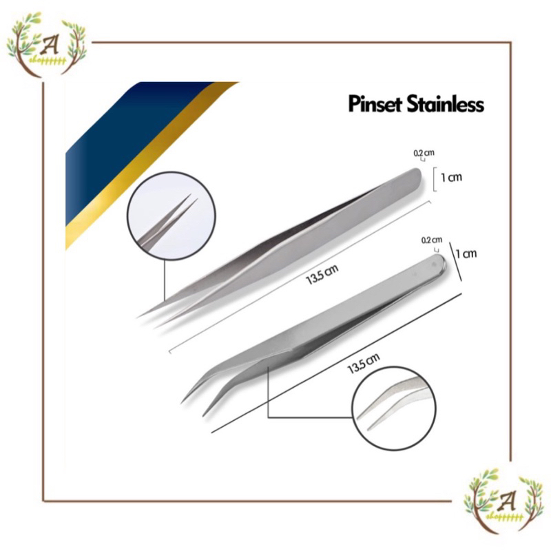 pinset bulu mata bengkok lurus tweezer silver eyelash lancip