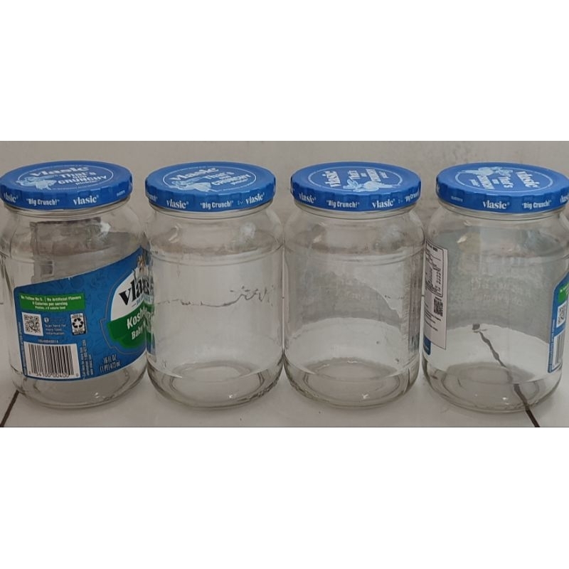 Toples kaca gelas hias tempat bumbu botol bekas bulat plus tutup