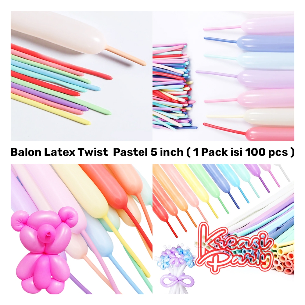 Balon Twist Pastel 1 Pack isi 100 pcs / Balon Per Pack / Balon Cacing